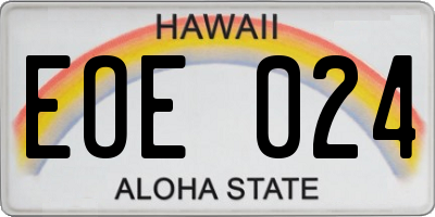 HI license plate EOE024