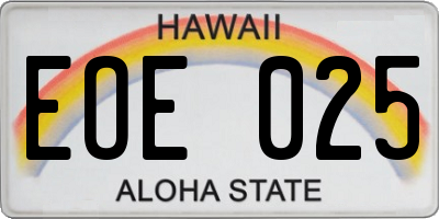 HI license plate EOE025