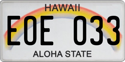 HI license plate EOE033