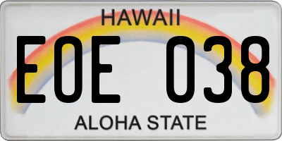 HI license plate EOE038