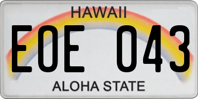 HI license plate EOE043