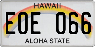HI license plate EOE066
