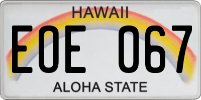 HI license plate EOE067