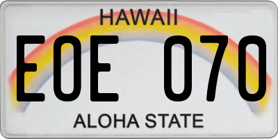 HI license plate EOE070