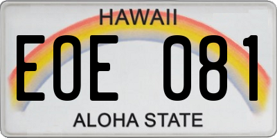 HI license plate EOE081
