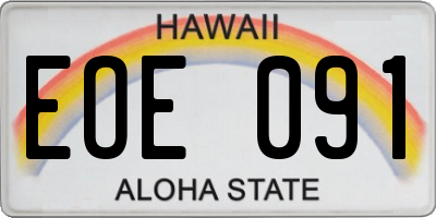HI license plate EOE091