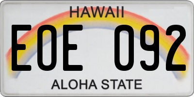 HI license plate EOE092