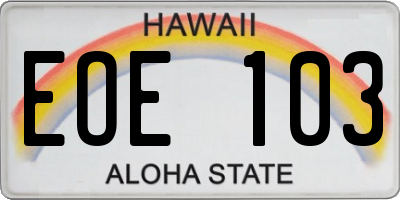 HI license plate EOE103