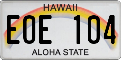 HI license plate EOE104