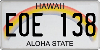 HI license plate EOE138