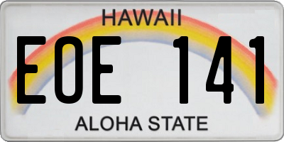 HI license plate EOE141