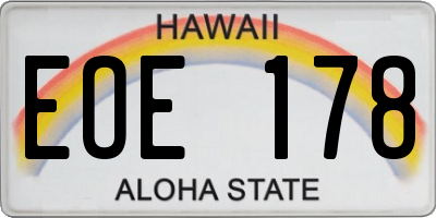 HI license plate EOE178