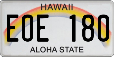 HI license plate EOE180