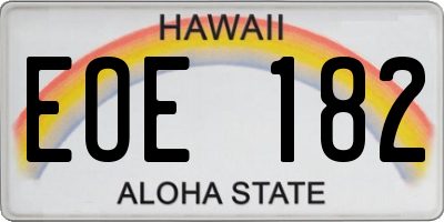 HI license plate EOE182