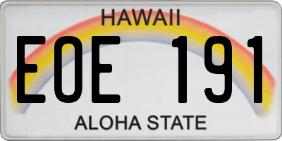 HI license plate EOE191