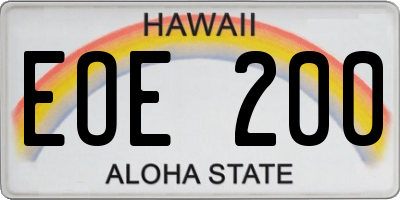 HI license plate EOE200