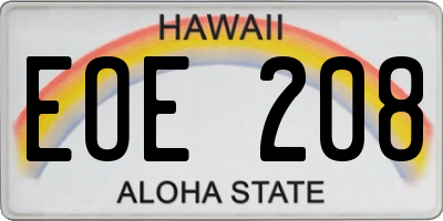 HI license plate EOE208