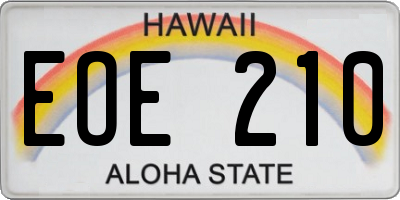 HI license plate EOE210
