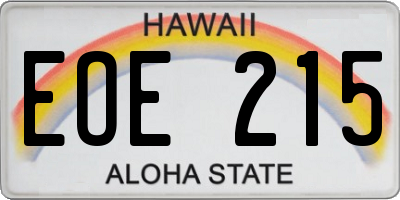 HI license plate EOE215