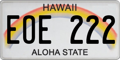HI license plate EOE222