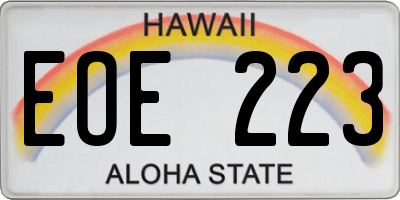 HI license plate EOE223