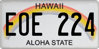 HI license plate EOE224