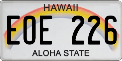 HI license plate EOE226