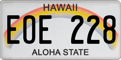 HI license plate EOE228