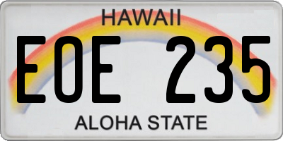 HI license plate EOE235