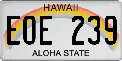 HI license plate EOE239