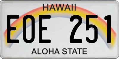 HI license plate EOE251