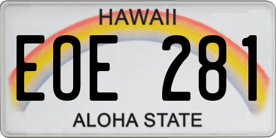 HI license plate EOE281