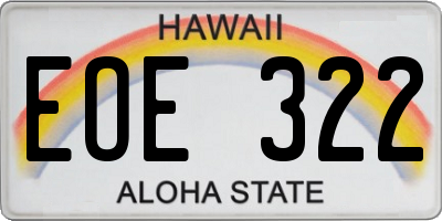 HI license plate EOE322