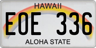 HI license plate EOE336