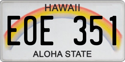 HI license plate EOE351