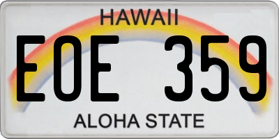 HI license plate EOE359