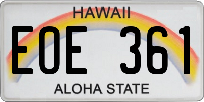 HI license plate EOE361