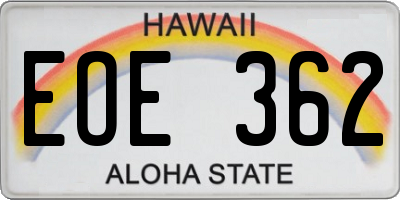 HI license plate EOE362