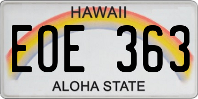 HI license plate EOE363