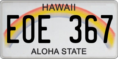 HI license plate EOE367