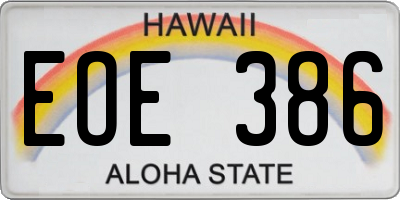 HI license plate EOE386