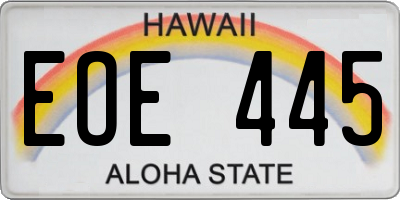 HI license plate EOE445