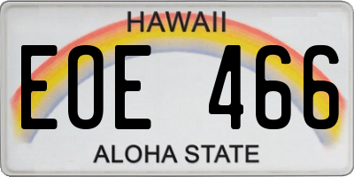 HI license plate EOE466