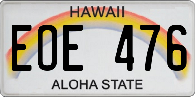 HI license plate EOE476