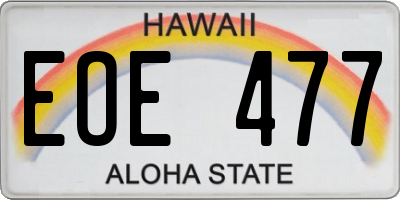 HI license plate EOE477