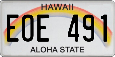 HI license plate EOE491