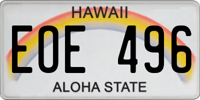 HI license plate EOE496