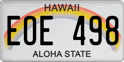 HI license plate EOE498