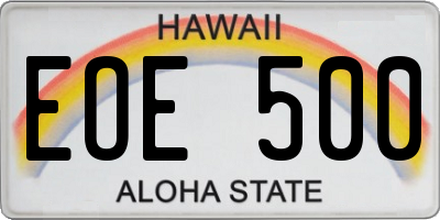 HI license plate EOE500