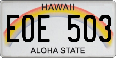 HI license plate EOE503